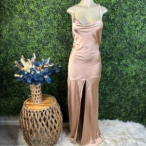 NWOT Generation Love Evie Satin Slip Gown rose gold